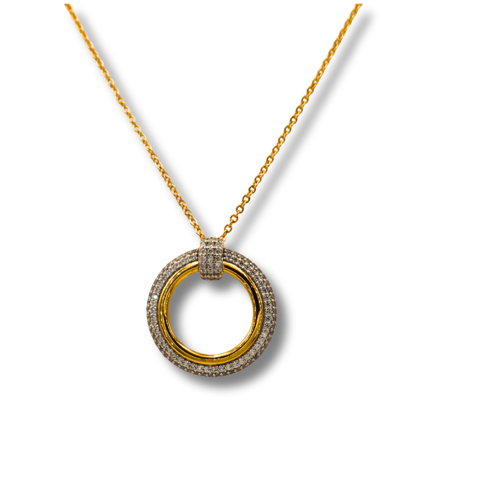 Collier en argent plaqué rond - 040-200-630